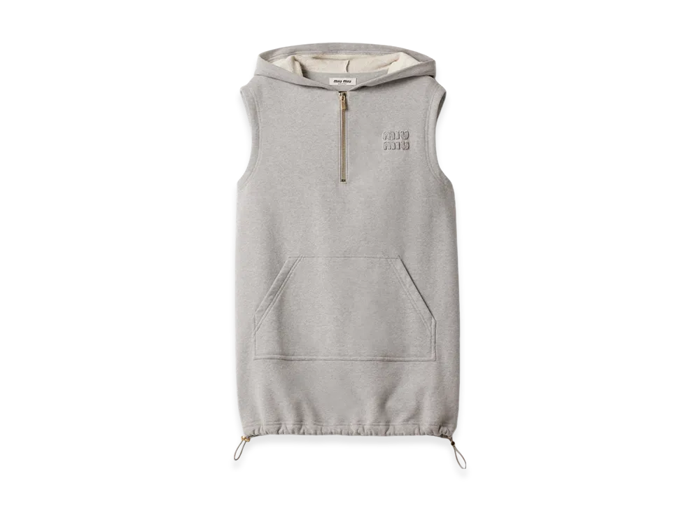MIU MIU Women's Cotton Fleece Hoodie Dress "Gray"