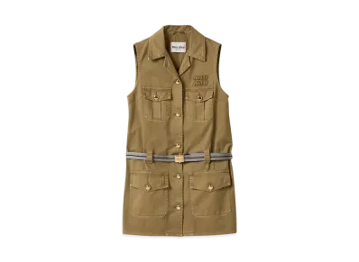 MIUMIU Women's Garment-Dyed Cotton Satin Dress "Olive"