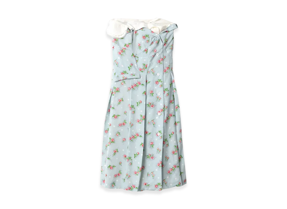 MIU MIU Women's Printed Marocain Dress "Icy White/Peach"