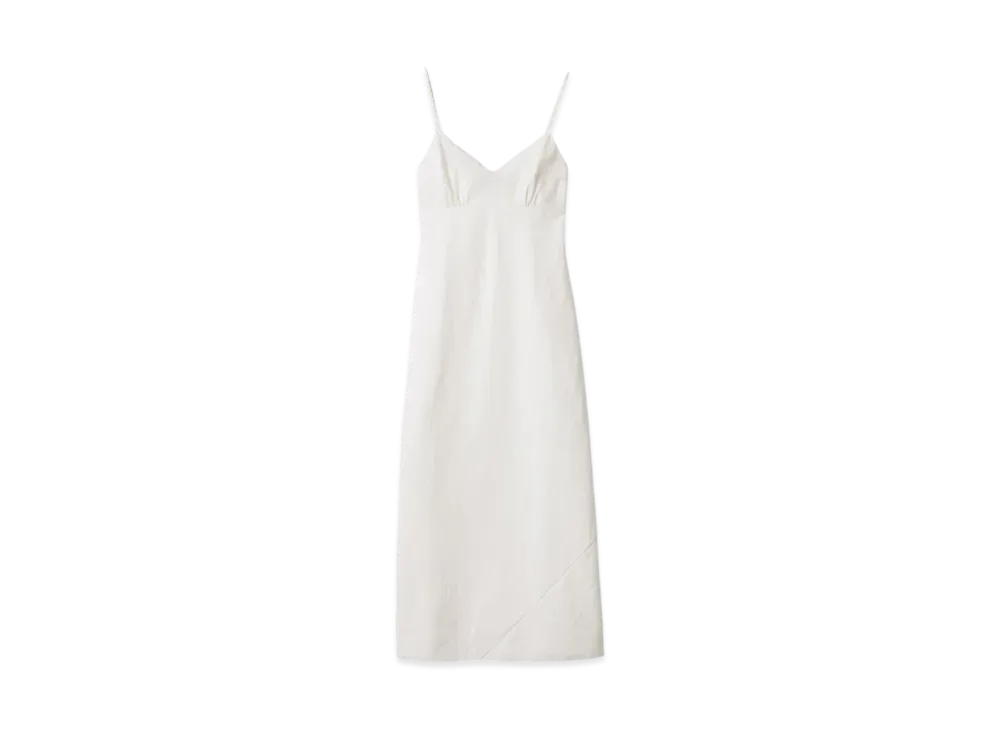 MIUMIU Women's Embroidered Slubbed Canvas Maxi-Dress "Ivory"