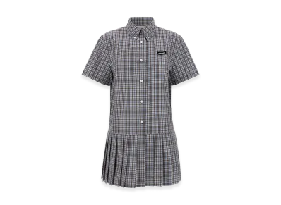 MIU MIU Women's Embroidered Cotton Mini Shirt Dress "Multicolor"
