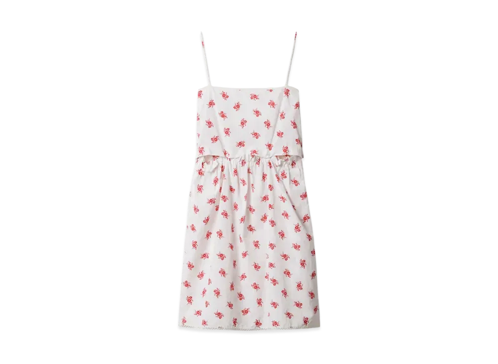 MIUMIU Women's Slubbed Poplin Dress "White/Red"