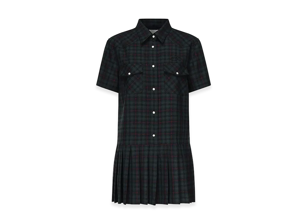 MIU MIU Women's Embroidered Wool Mini Dress "Green"