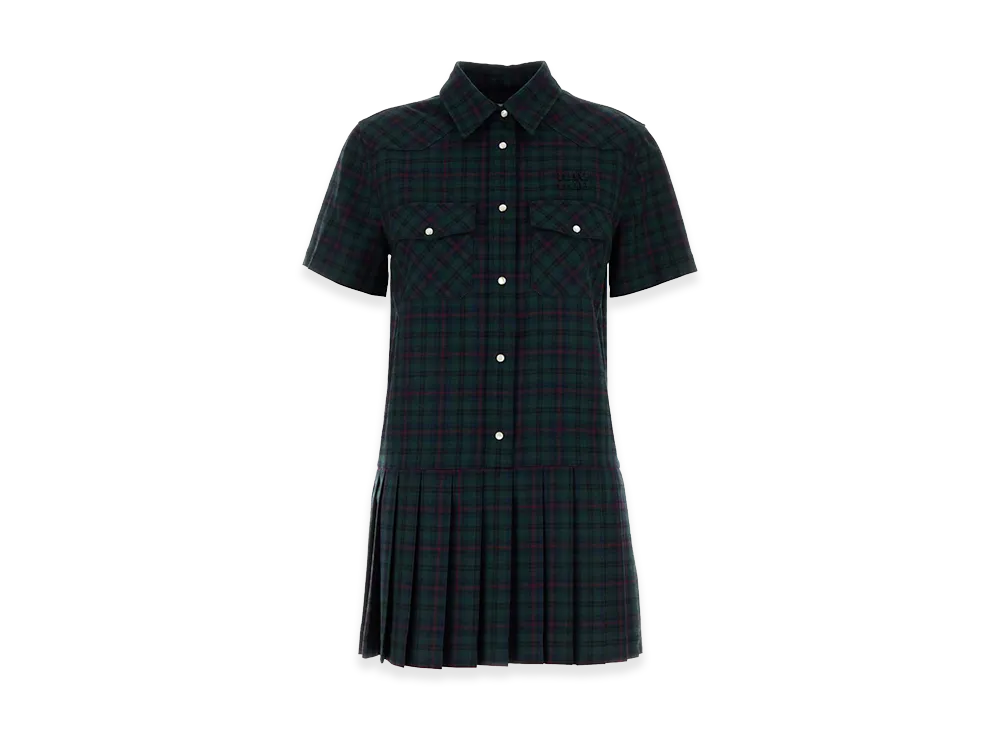 MIU MIU Women's Embroidered Wool Mini Dress "Checked"