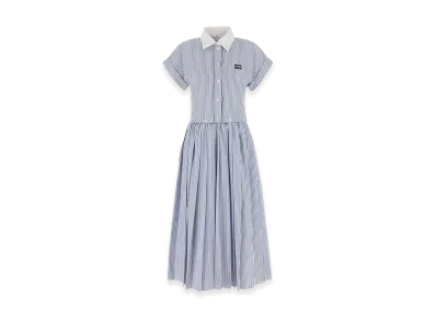 MIU MIU Women's Embroidered Poplin Shirt Dress "Light Blue"