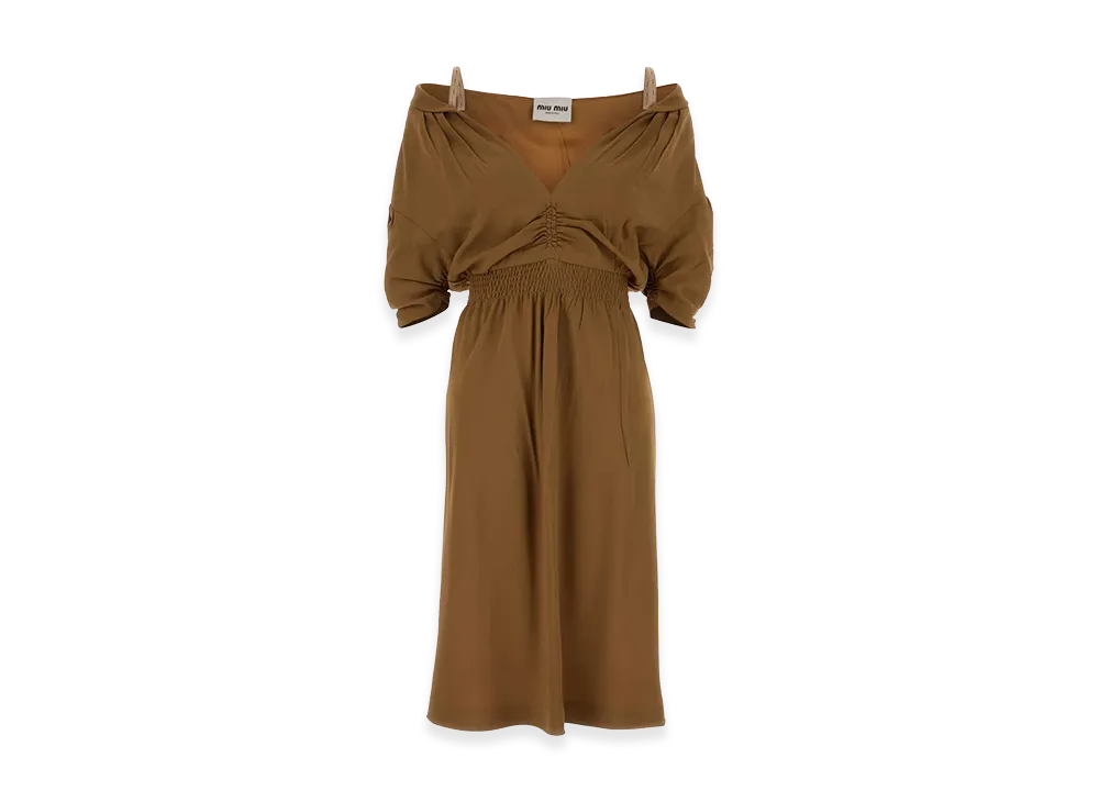 MIU MIU Women's Crepe Dress "Camel"