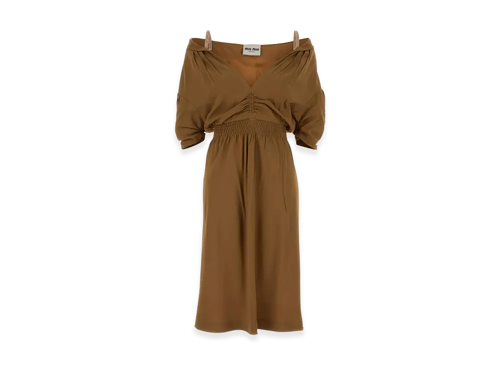 MIU MIU Women's Crepe Dress "Camel"