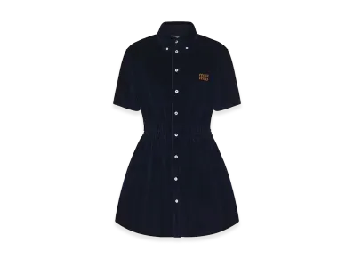 MIU MIU Women's Corduroy Shirt Mini Dress "Dark Blue"