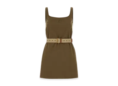 MIU MIU Women's Gabardine Mini Dress "Khaki Green"
