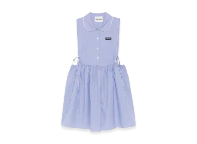MIU MIU Women's Popeline Cotton Mini Dress "Light Blue"