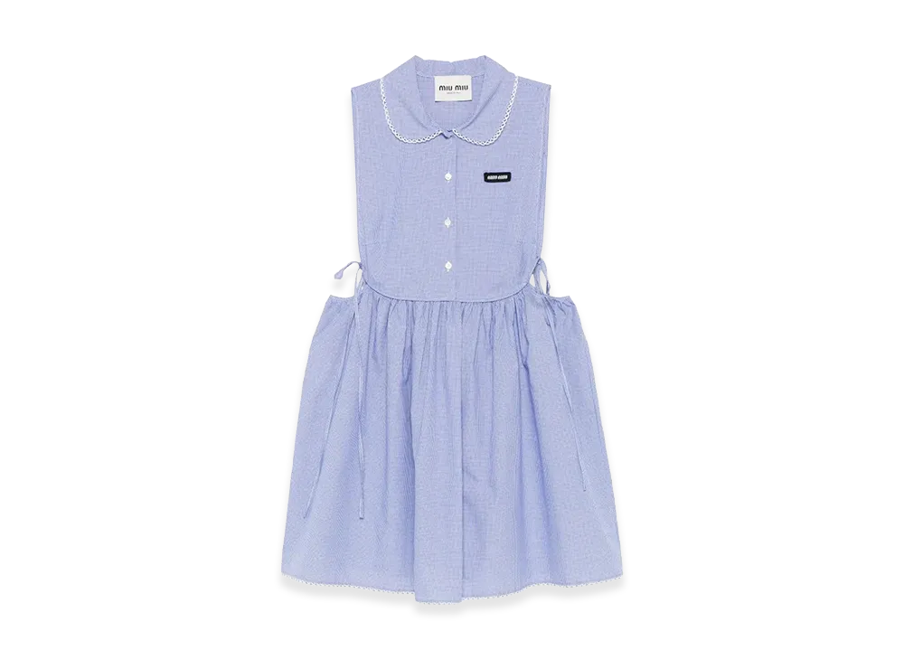 MIU MIU Women's Embroidered Cotton Mini Dress "Blue"