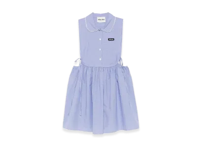 MIU MIU Women's Embroidered Cotton Mini Dress "Blue"
