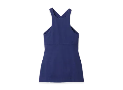 MIU MIU Women's Gabardine Apron Mini Dress "Blue"