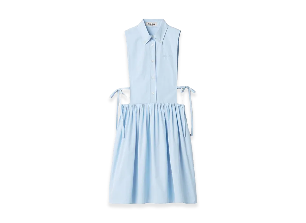 MIU MIU Women's Look 31 Sleeveless Cotton Popline Dress "Light Blue"
