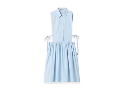 MIU MIU Women's Look 31 Sleeveless Cotton Popline Dress "Light Blue"