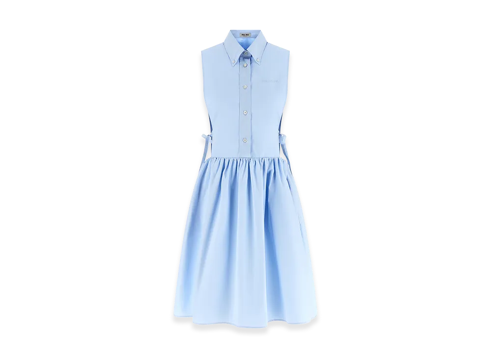 MIU MIU Women's Look 31 - Sleeveless Cotton Popline Dress "Lightblue"