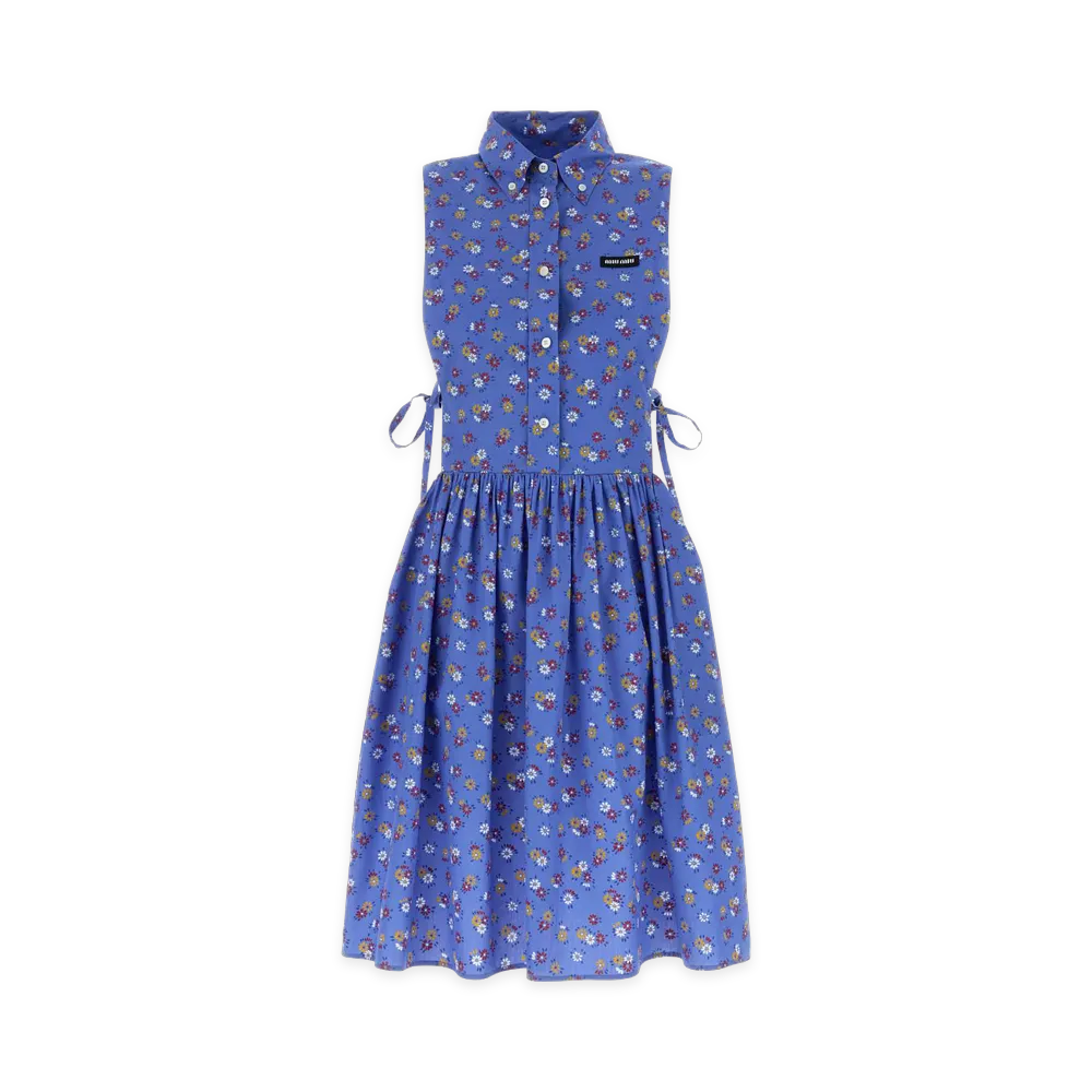 MIU MIU Women's Printed Poplin Shirt Dress "Blue"