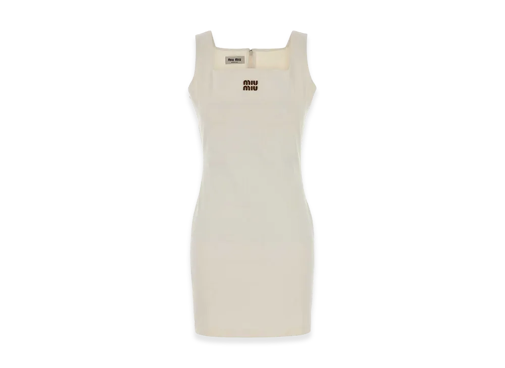 MIU MIU Women's Jersey Mini Dress "White/Ivory"