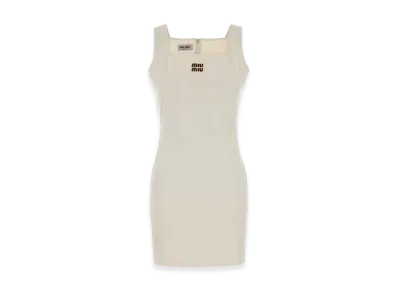 MIU MIU Women's Jersey Mini Dress "White/Ivory"