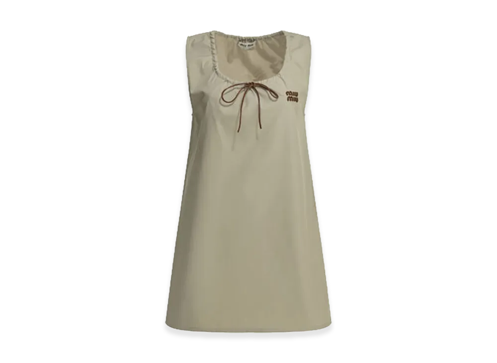 MIU MIU Women's Cotton Mini Dress "Beige/Cappuccino"