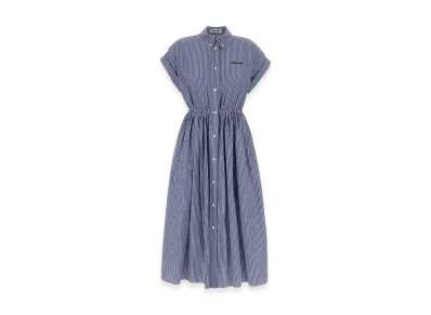 MIU MIU Women's Embroidered Poplin Shirt Dress "Stripped"