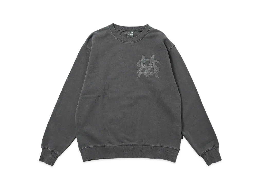 MFC STORE x AVIREX MS Classic Logo Fade Wash Crewneck "Charcoal"