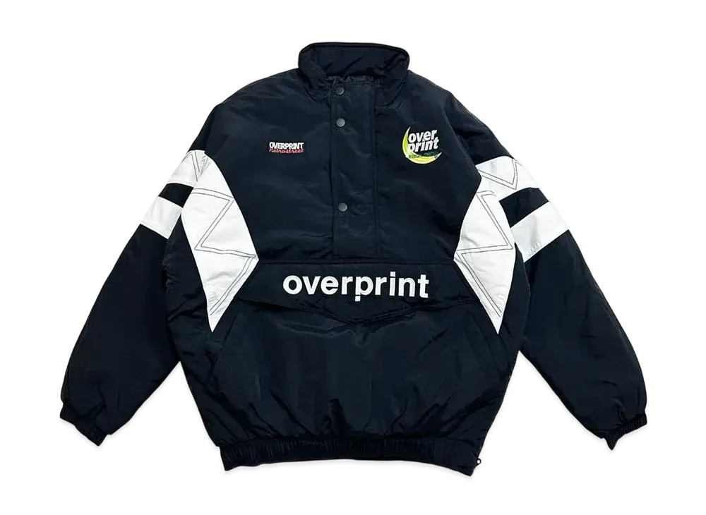Over Print Half Zip Stadium Jkt "Black"