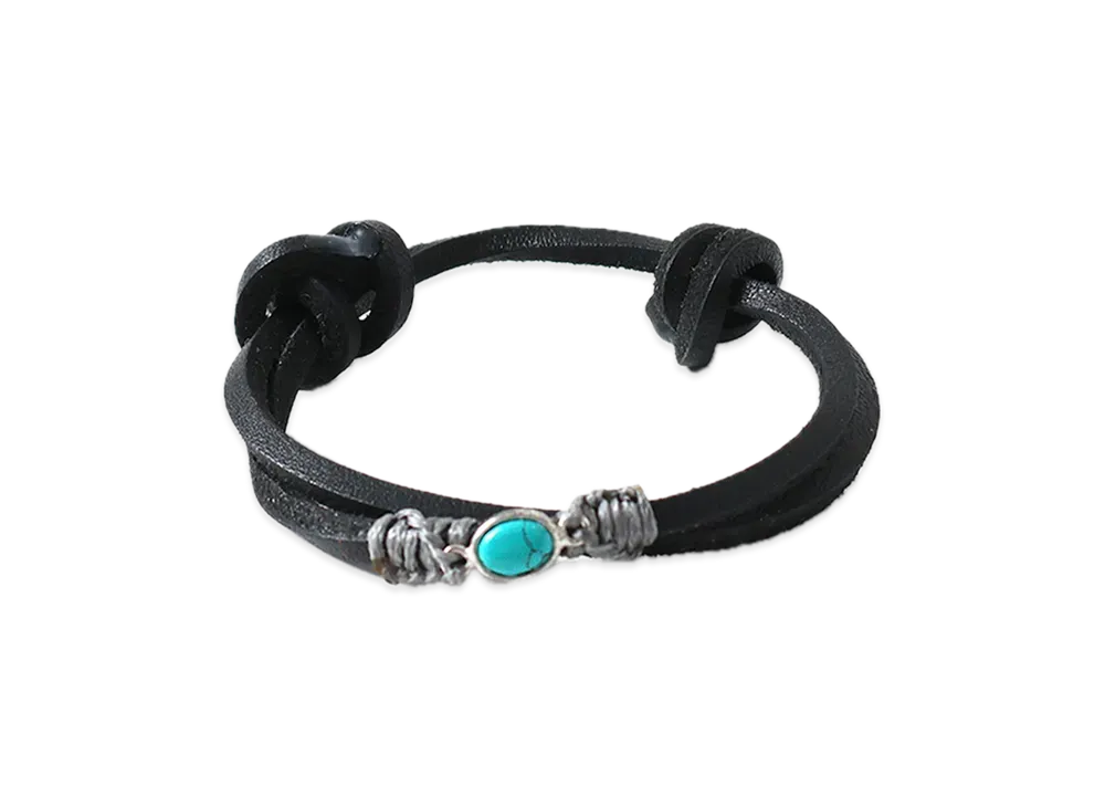 MFC STORE x Chansuu x Amoe Leather Blacelet 2-Knot "Black"