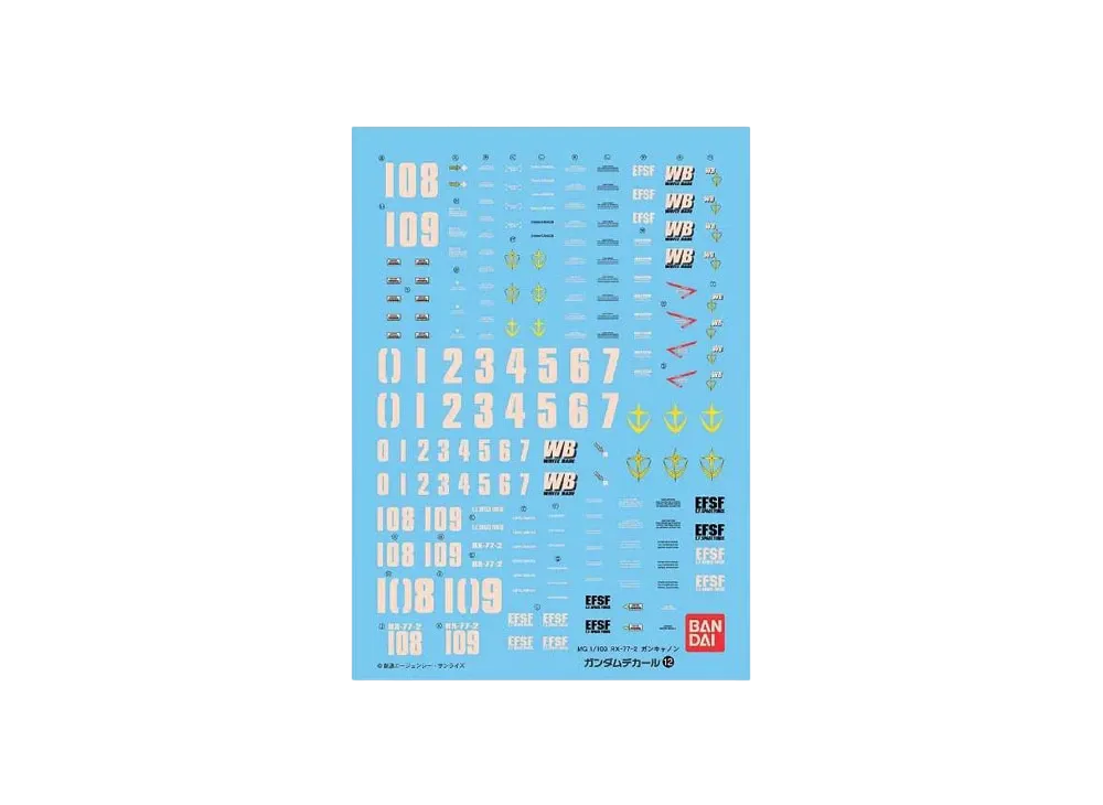 Gundam Decal No.12 MG 1/100 RX-77-2 Guncannon