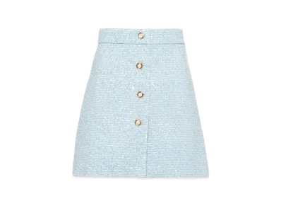 MIU MIU Women's Sequined Tweed Mini Skirt "Astro Blue"