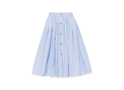 MIU MIU Women's Striped Chambray Skirt "Light Blue"