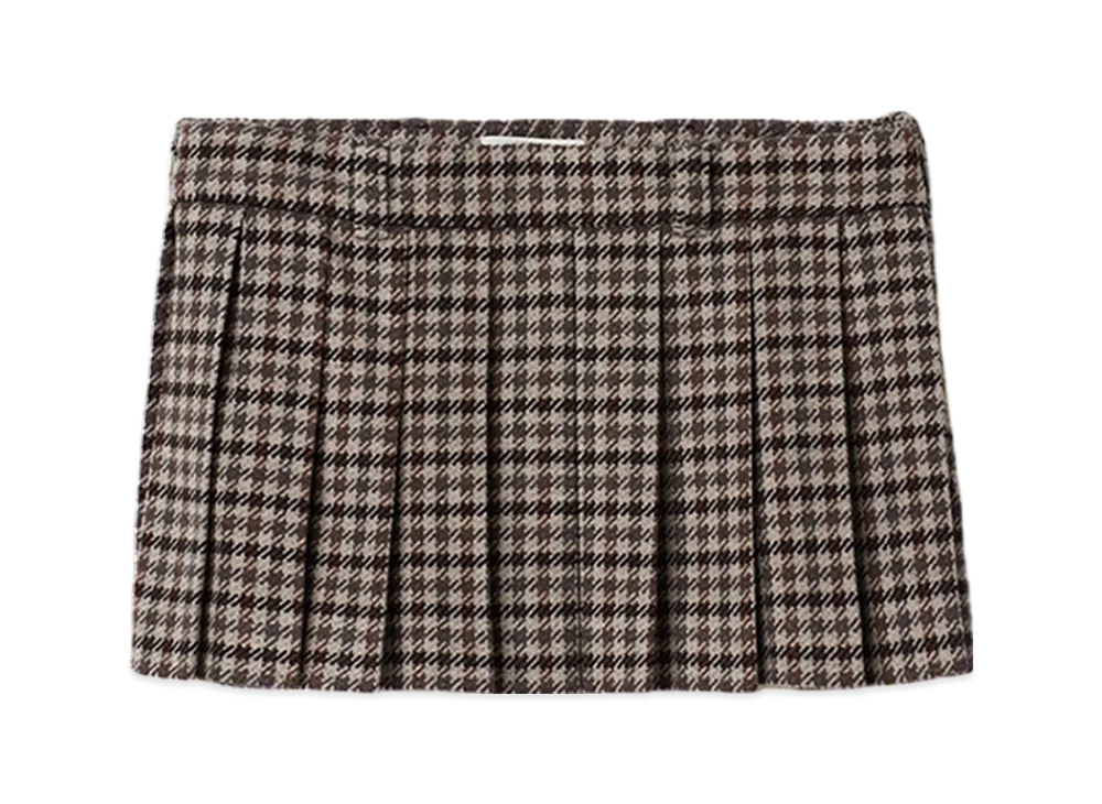 MIU MIU Women's Houndstooth Check Skirt "Sand/Tobacco"