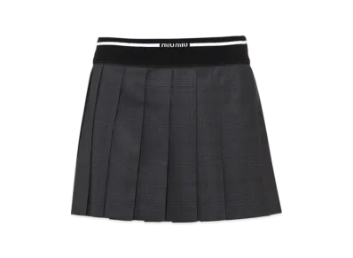MIU MIU Women's Glen Plaid Mini Skirt "Slate Grey"