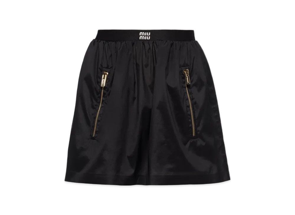 MIU MIU Technical Silk Mini Skirt "Black"