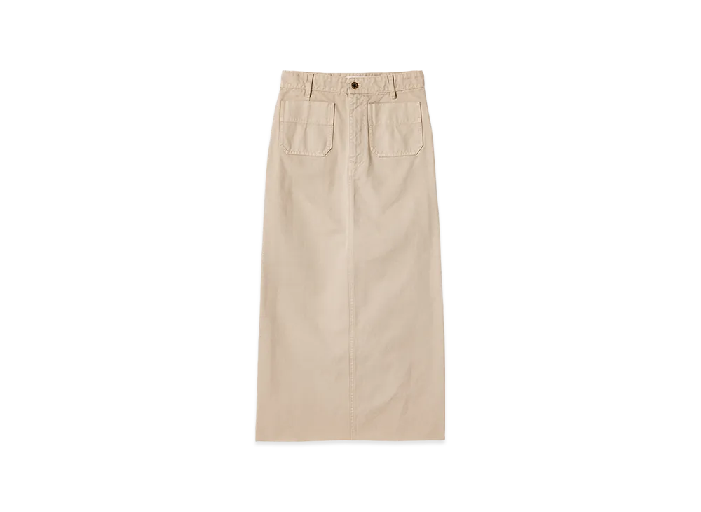 MIU MIU Women's Garment-Dyed Gabardine Midi Skirt "Chalk White"