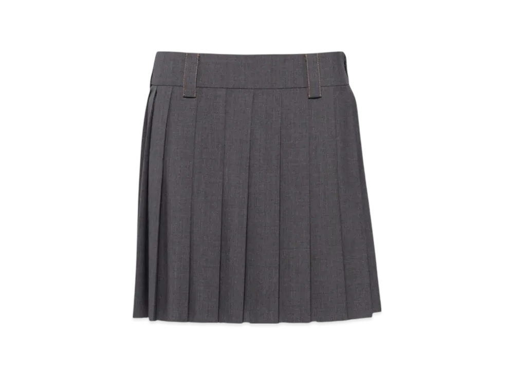 MIU MIU Women's Light Wool Miniskirt Slate Gray "Slate Grey"