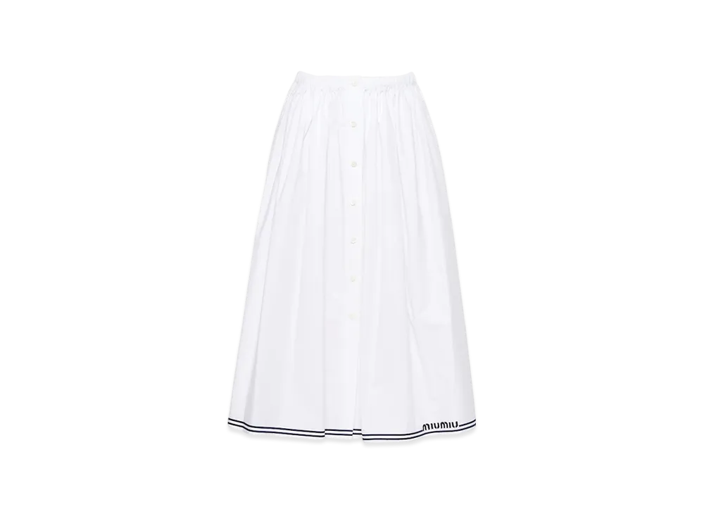 スカート MIU MIU Woman Skirt White MG220012OF F0964 Buy Miu Miu Logo Embroidered Pleated Poplin Mini Skirt