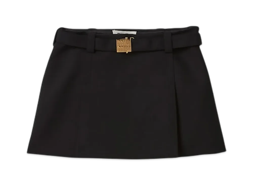 MIU MIU Women's Grain De Poudre Miniskirt "Black"