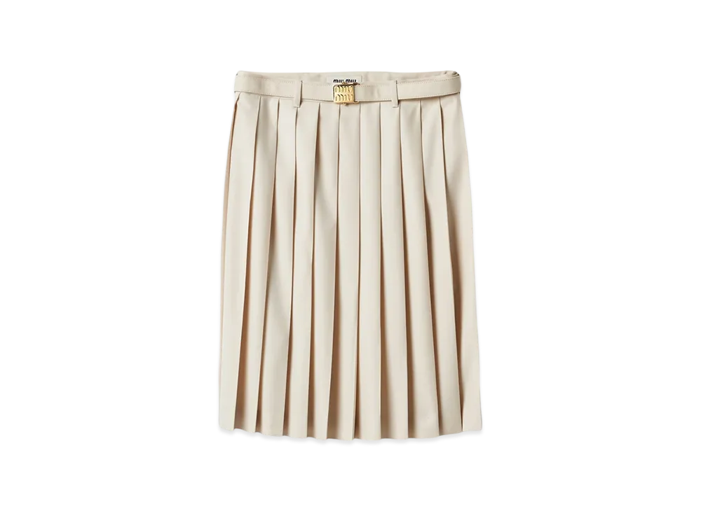MIU MIU Pleated Batavia Skirt "Natural"