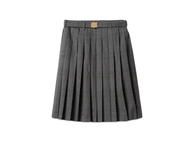 MIU MIU Pleated Batavia Skirt "Natural"