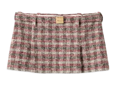 MIU MIU Women's Check Mini Skirt "Pomegranate Yellow/Red"