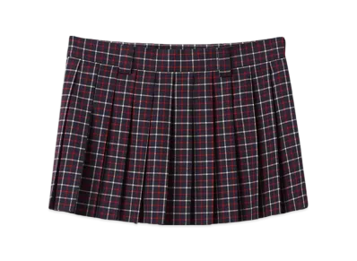 MIU MIU Women's Checked Wool Miniskirt "Blue/Red"