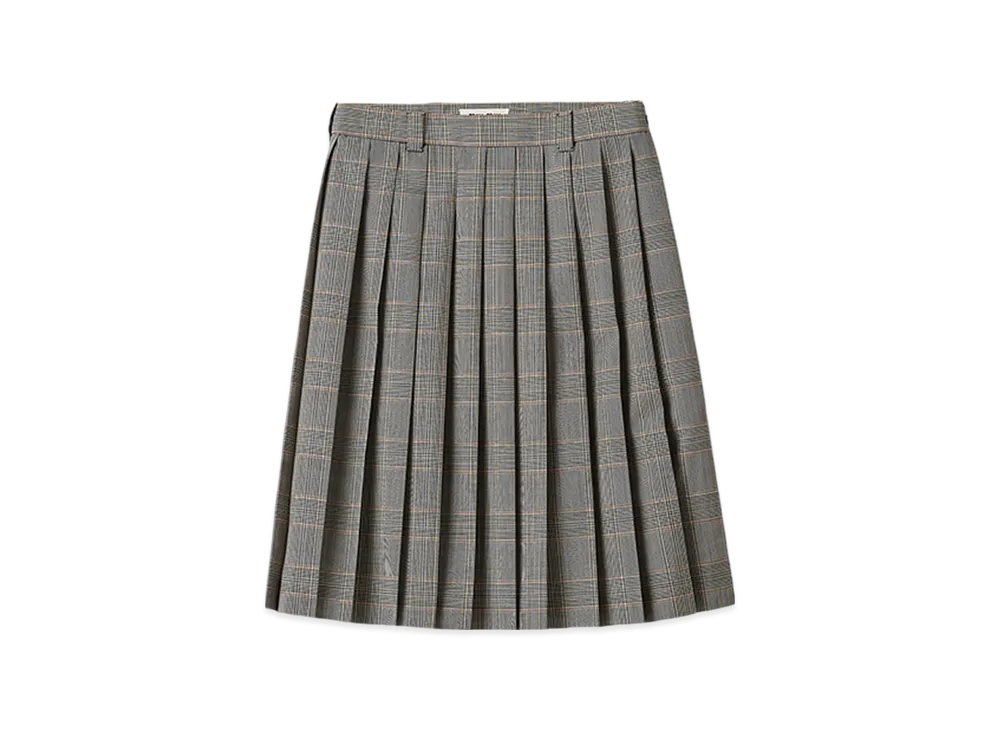 MIU MIU Women's Prince of Wales Check Pleated Skirt "Cinnamon"
