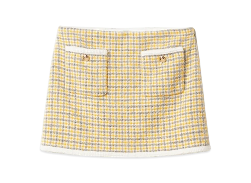 MIU MIU Women's Boucle Miniskirt "White/Yellow"