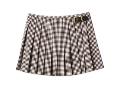MIU MIU Women's Gingham Check Skirts "Burgundy"
