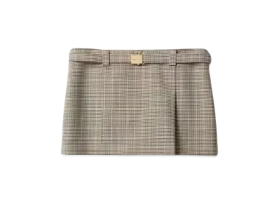 MIUMIU Women's Checked Miniskirt "Dark Brown"