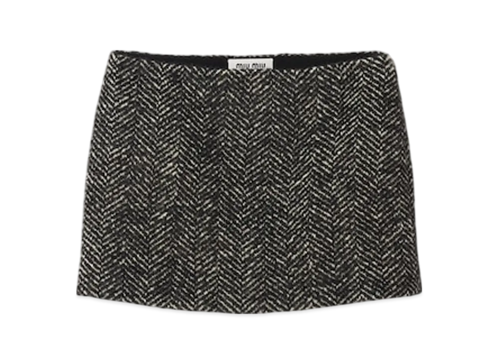 MIU MIU Women's Chevron Mini Skirt "Black"