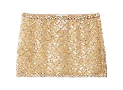 MIU MIU Women's Embroidered Organza Miniskirt "Sand Beige"