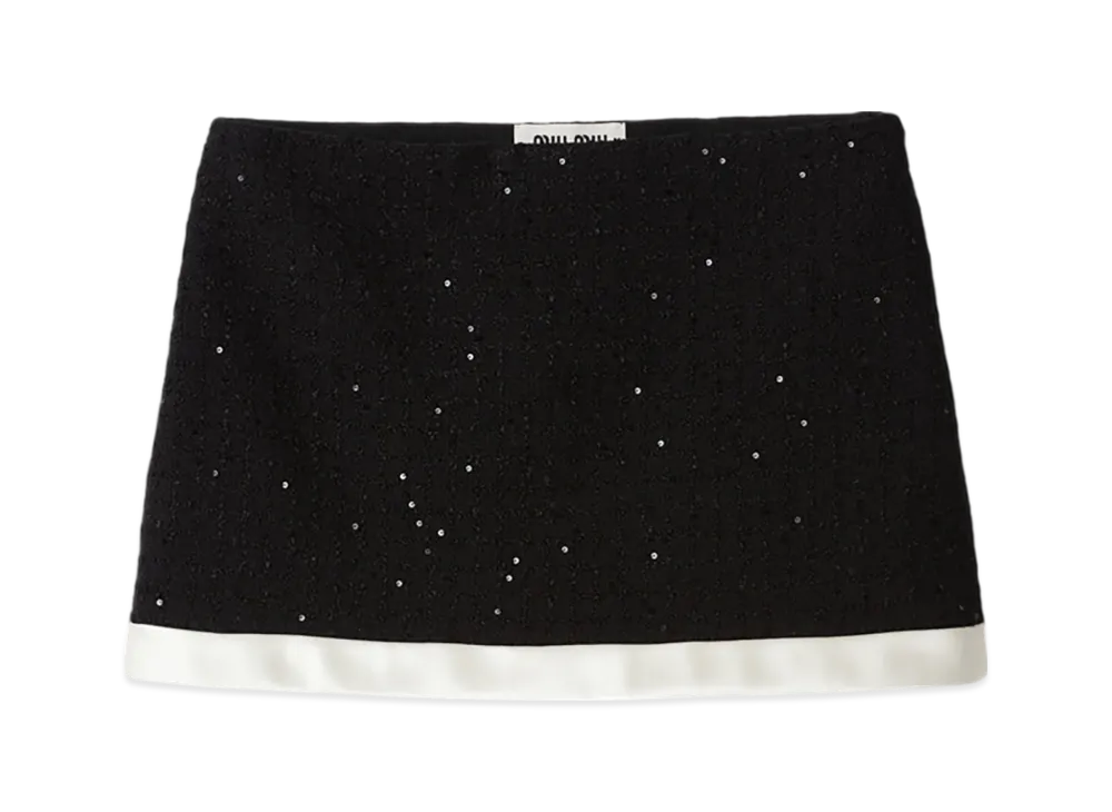 MIU MIU Sequin Boucle Mini Skirt "Black"
