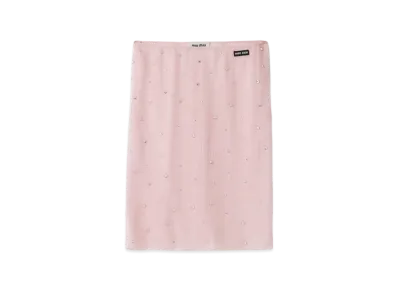 MIU MIU Women's Embroidered Chiffon Skirt "Alabaster Pink"